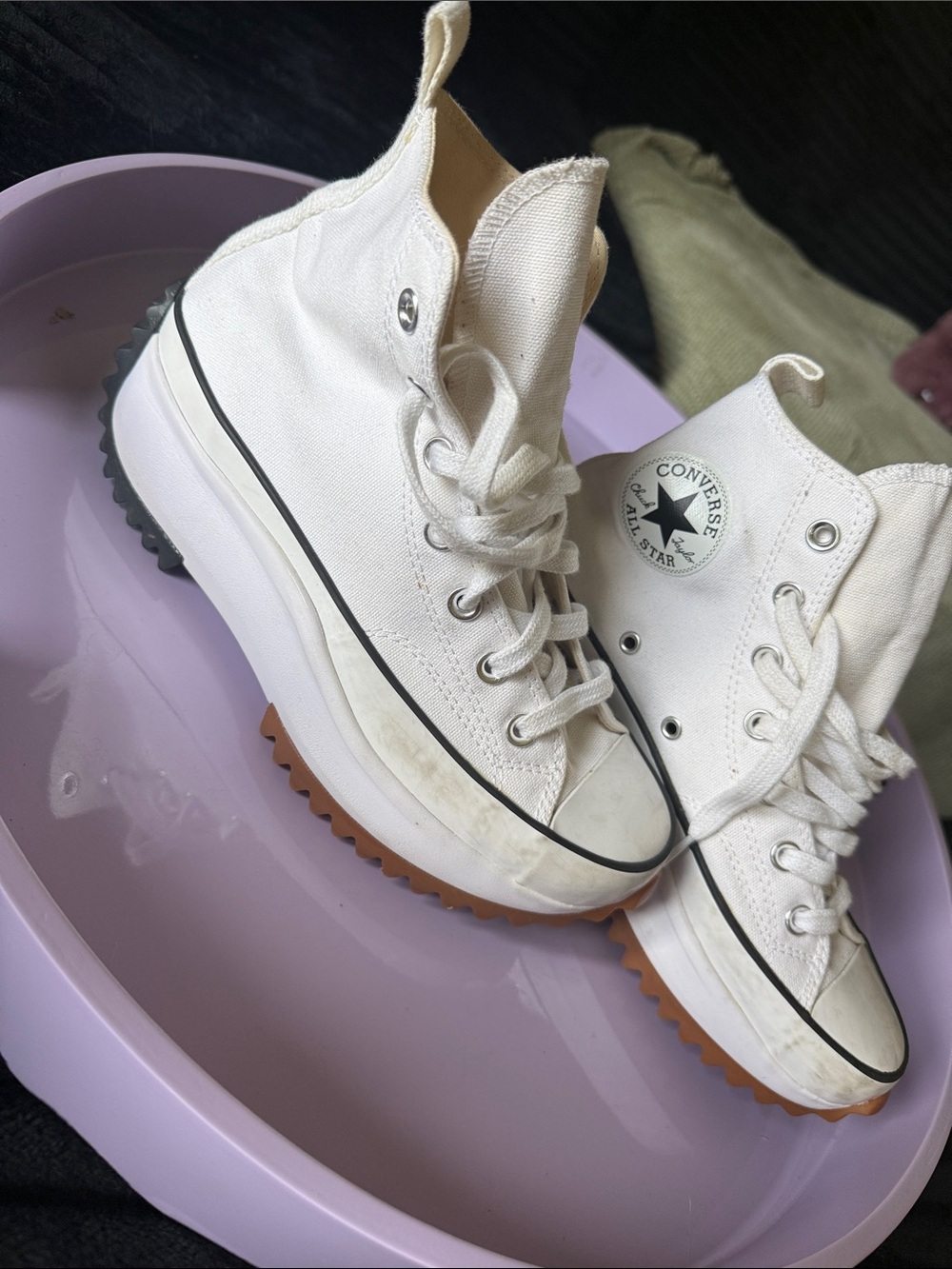 Converse White High-Top Sneakers with Gum & Black Tread